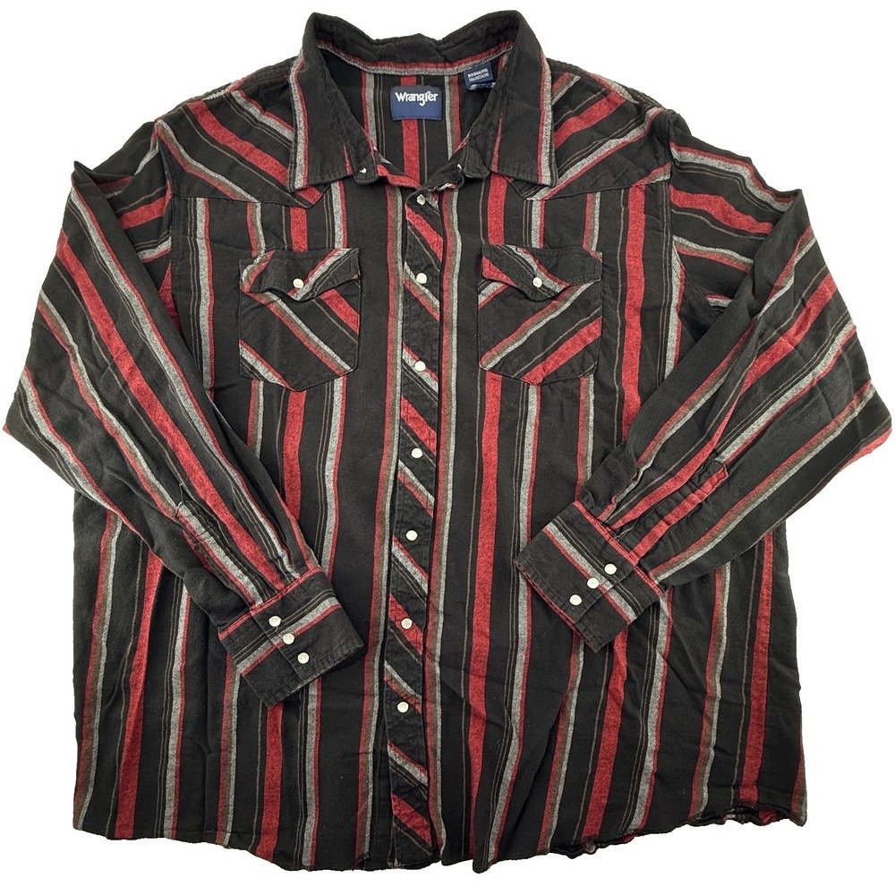 Wrangler Western Pearl Snap Button Up Shirt Flannel Long Sleeve Men's 3X Tall